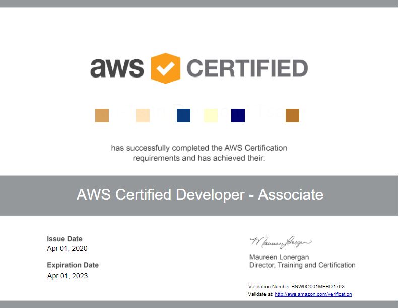 AWS Certified Developer - Associate certificate