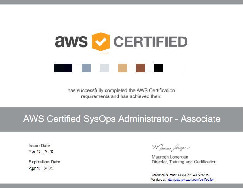 AWS Certified SysOps Administrator - Associate certificate