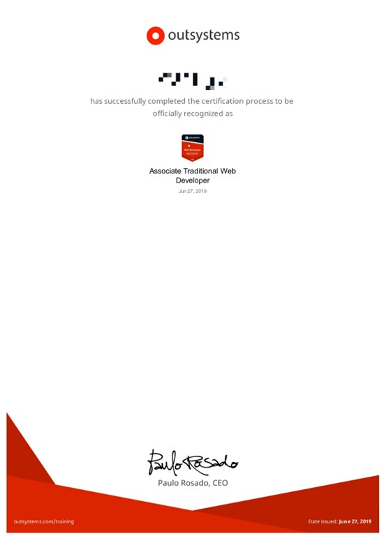 OutSystems Certificate